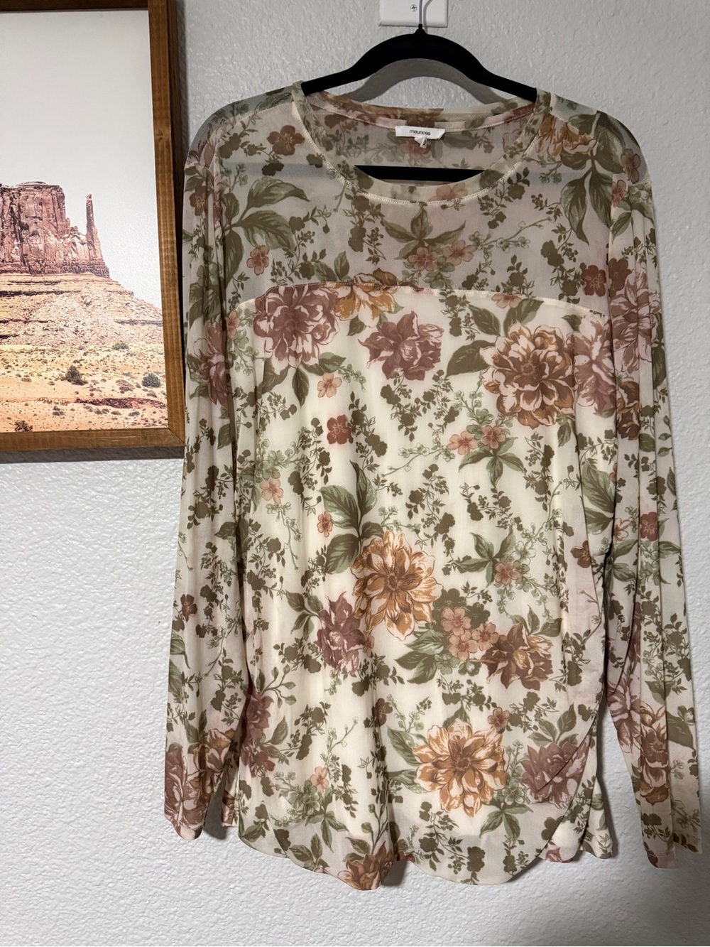 Maurices Floral Mesh Long Sleeve Top – Size 2X